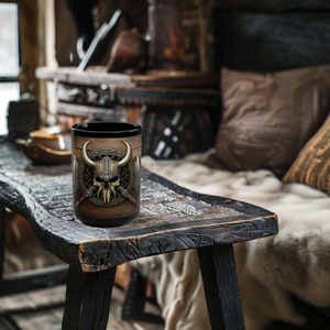 Viking Skull Coffee Mug, 15oz, Viking Coffee Mug, Skull Coffee Mug, Black Coffee Cup, History Lovers Gift, Viking Lovers Gift, Viking Style