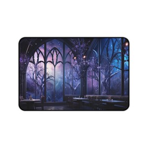 Pastel Purple Gothic Cafe Desk Mat, Gothic Desk Decor, Purple Aesthetic Mousepad, Gaming Mouse Pad, Gamer Gift, Gift for Her image 5