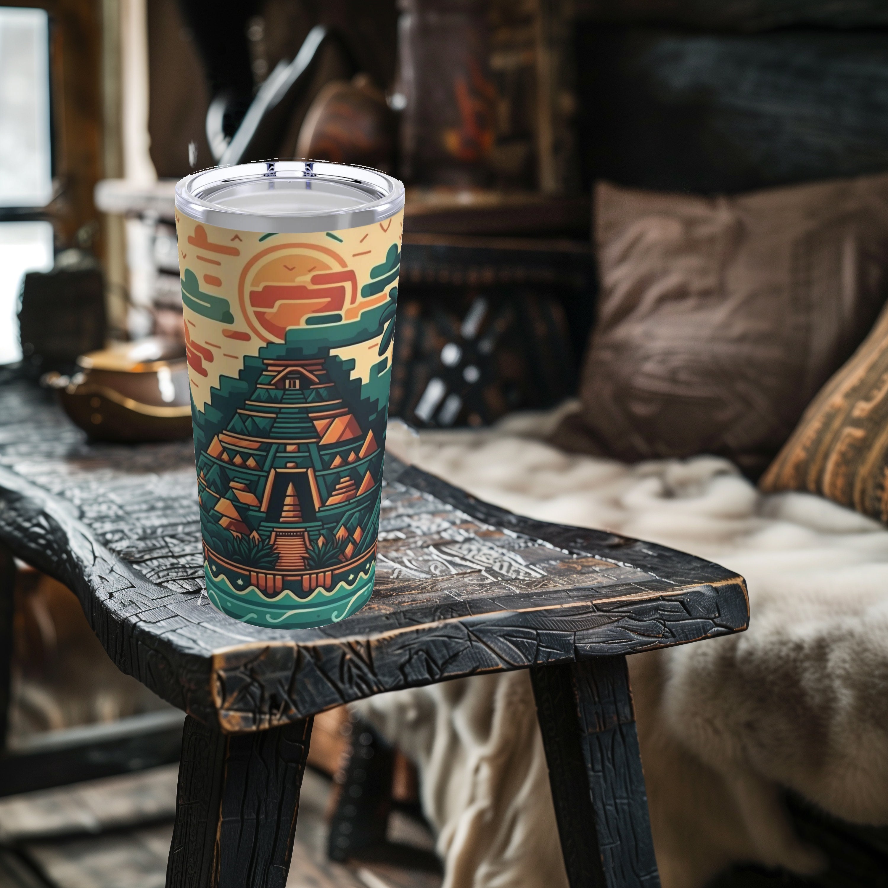 Kawaii Aztec Pyramid Stainless Steel Tumbler – 20oz
