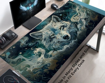 Wolf Playmat MTG, Gaming Desk Pad for Home or Office, Oversized Mousepad, Extended Mouse Pad, Game Table Decor, Gamer Desk Mat