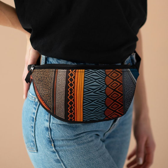 Fashionable Geometric Pattern Waist Bag, Crossbody Zipper Fanny Pack