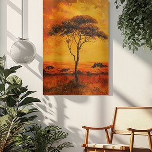 Lone Tree on the African Savanna Art Print - Poster Wall Art - African Wall Decor
