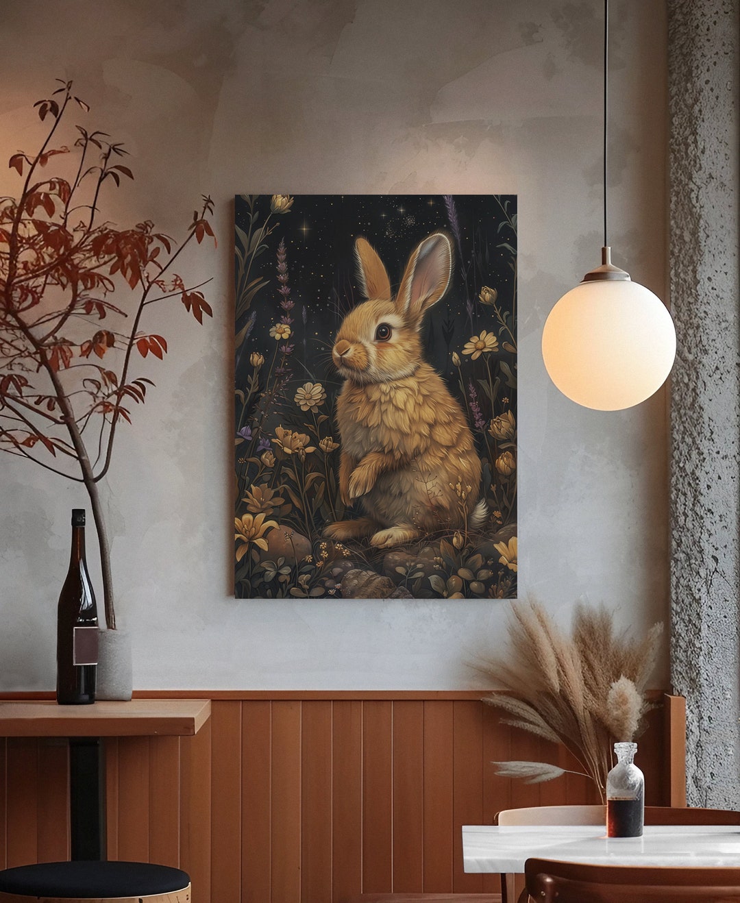 Cottage Core Rabbit Dark Cottagecore Bunny Rabbit Poster Art Print - Etsy