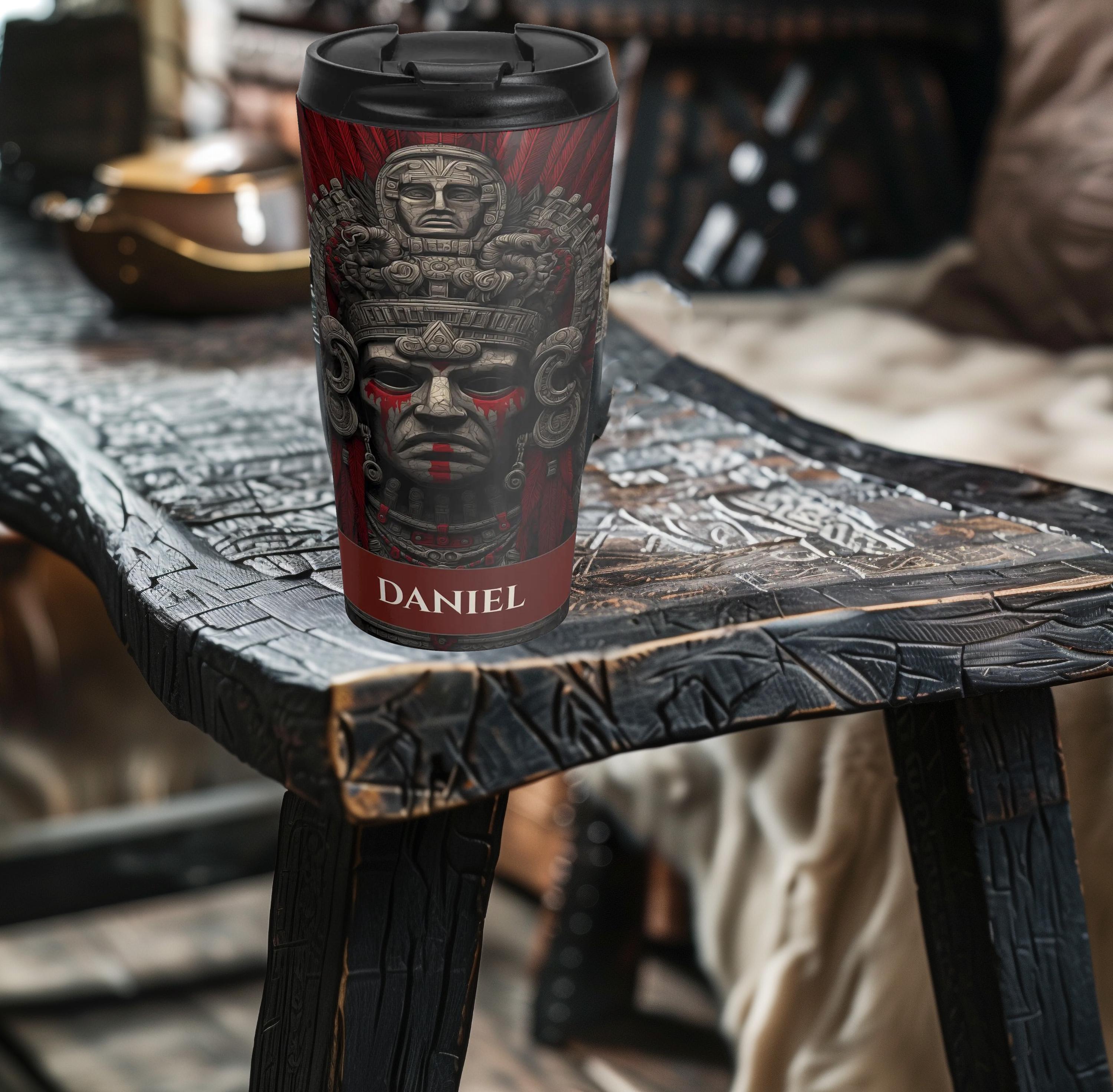 Mayan-Inspired Personalized Stainless Steel Travel Mug