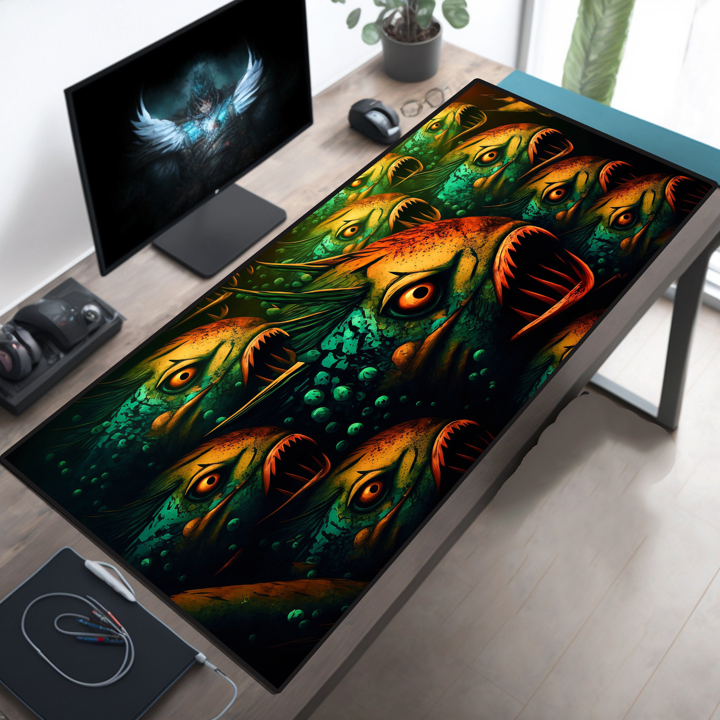 Discover Piranha Gaming Desk Mat Gaming Horror