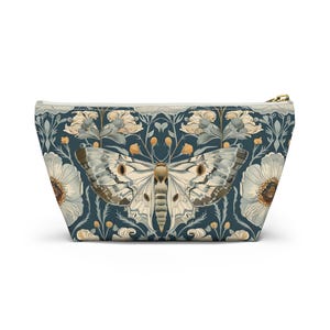 William Morris inspirierte Motte Cottagecore Make-up-Tasche, Federmäppchen, Zubehörtasche mit T-Boden, Kosmetiktasche Bild 6