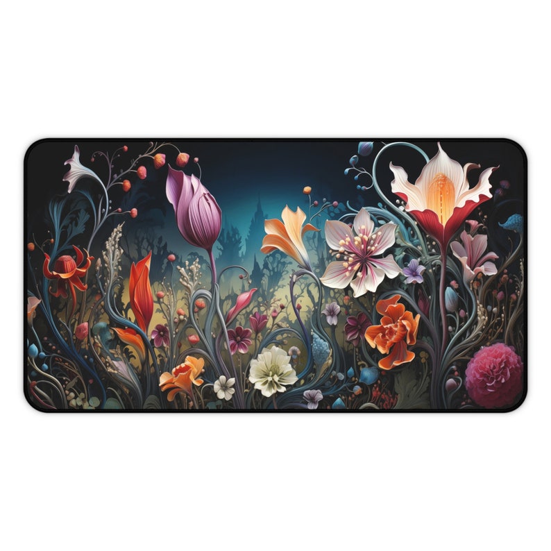 Cute Mousepad, Aesthetic Mouse Pad, Gothic Dark Cottagecore Desk Mat, Flowers Desk Pad, Gift for Girlfriend, Goth Floral Computer Desk Pad image 6