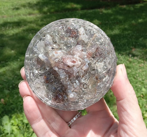 Botswana Agate and Ghost Quartz Dragonhead Orgonite