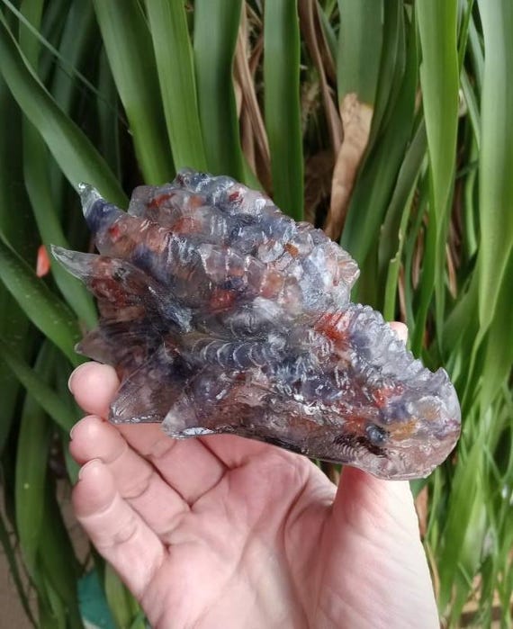 Fire Quartz and Iolite Orgonite Dragon