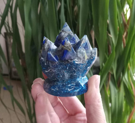 Lapis Lazuli and Angel Aura Quartz Crystal Cluster Orgonite