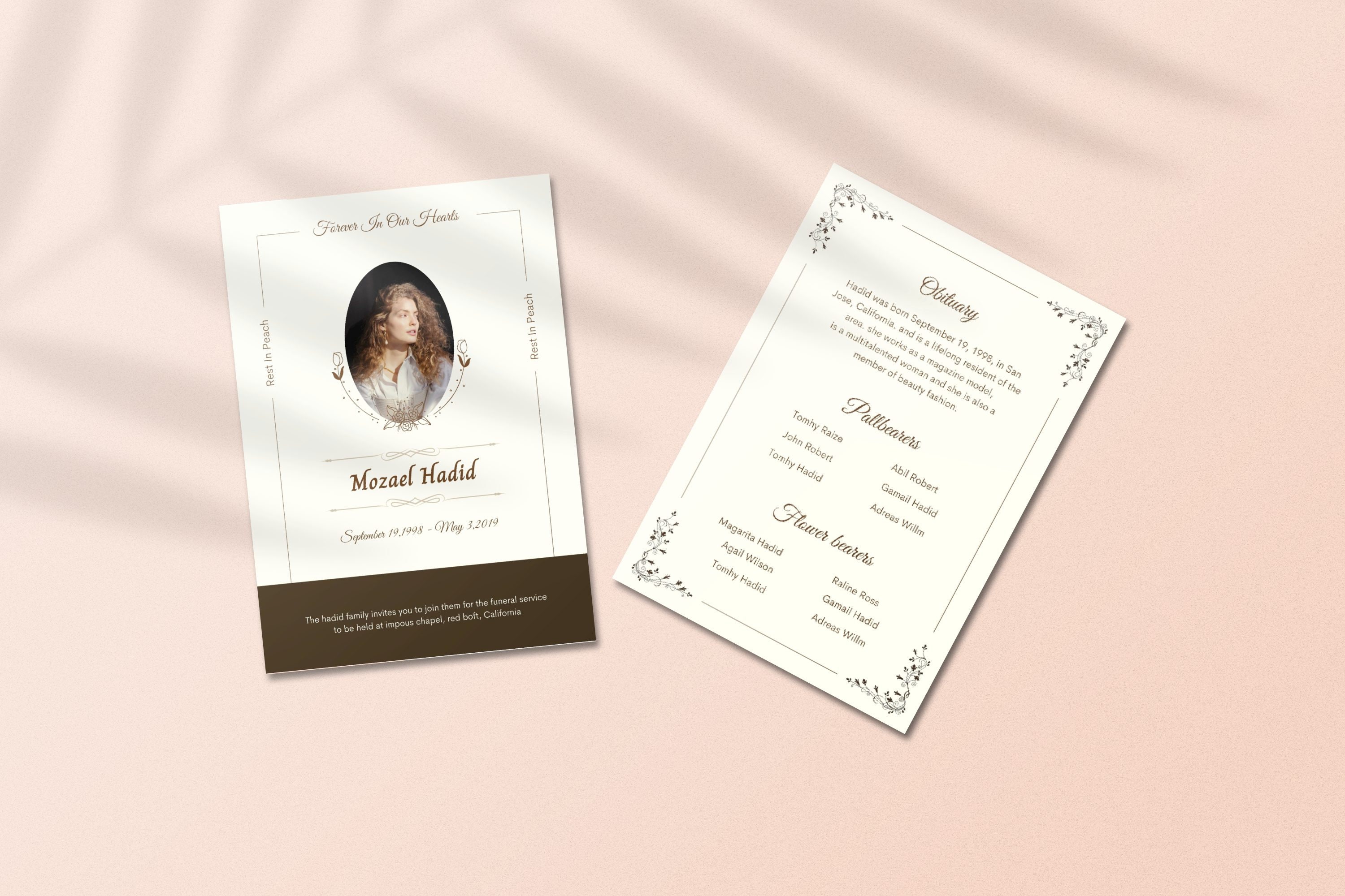 Minimalist Funeral Program Template Simple Funeral Memorial - Etsy