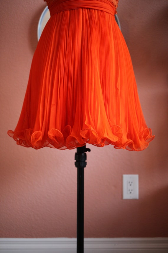 Sweet Orange Vintage 1960’s Chiffon Party Dress - image 4