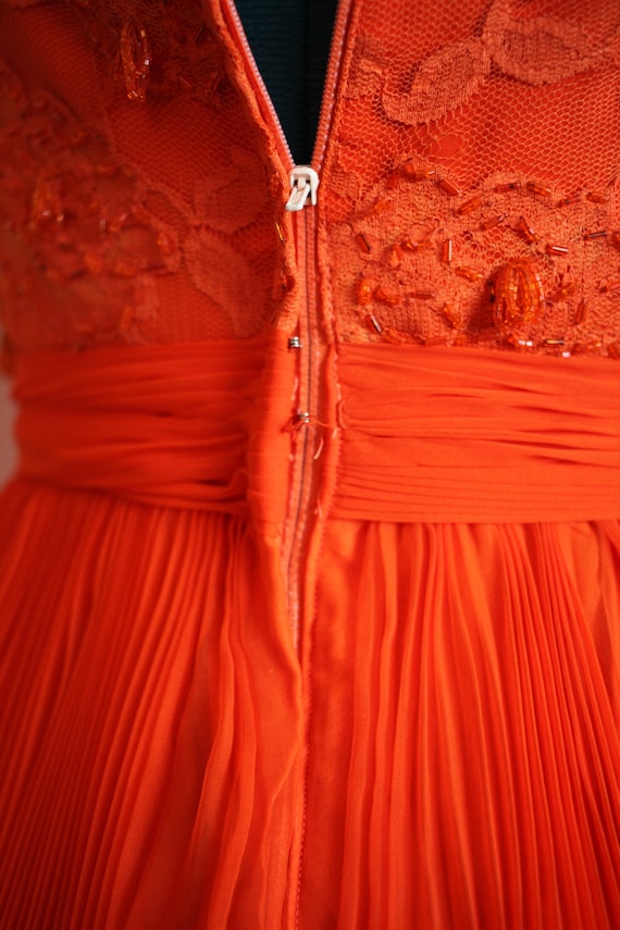 Sweet Orange Vintage 1960’s Chiffon Party Dress - image 3