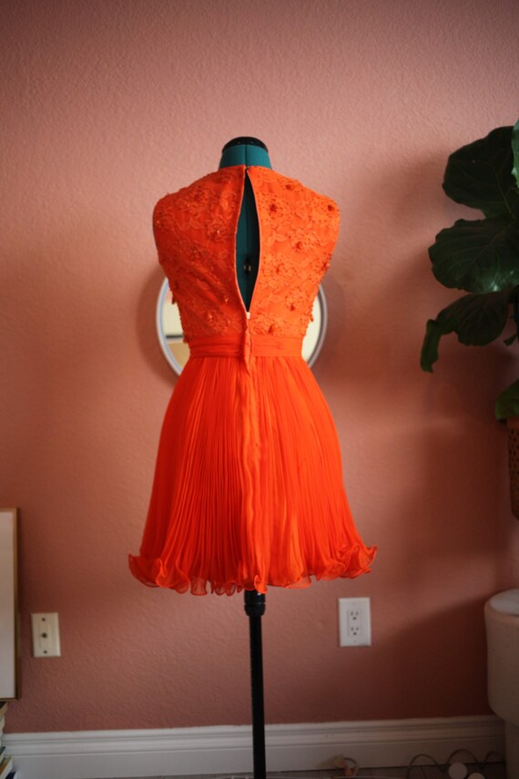 Sweet Orange Vintage 1960’s Chiffon Party Dress - image 7