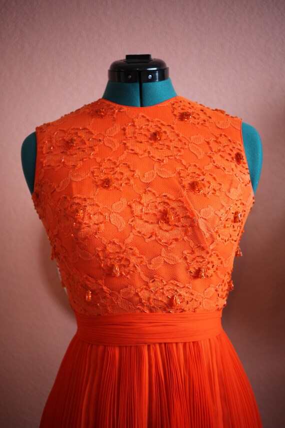 Sweet Orange Vintage 1960’s Chiffon Party Dress - image 2