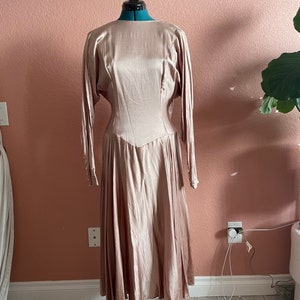 Vintage 1940s Bias Cut Midi Dress // Open Back with Draped Cape // Batwing Sleaves