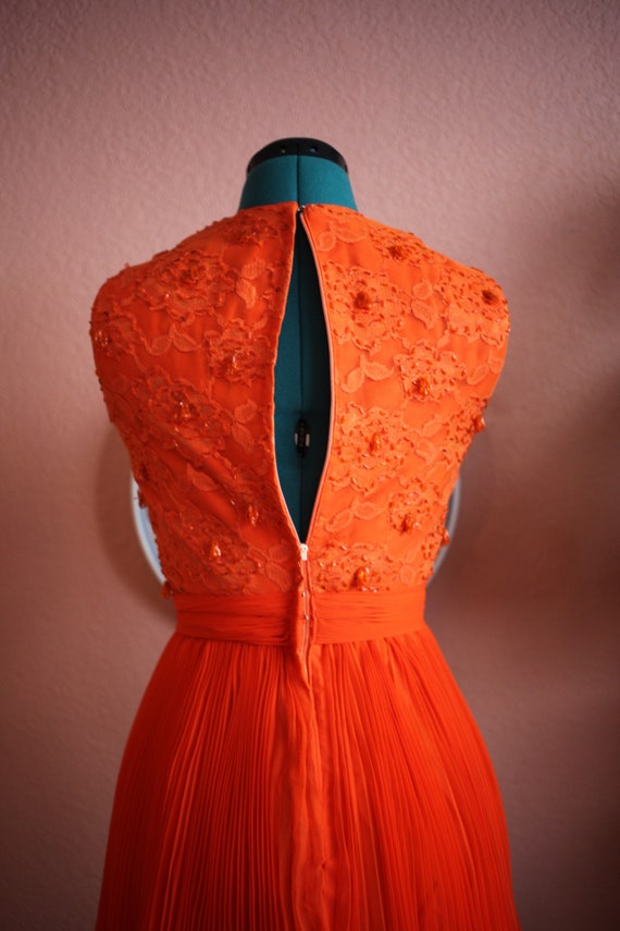 Sweet Orange Vintage 1960’s Chiffon Party Dress - image 8