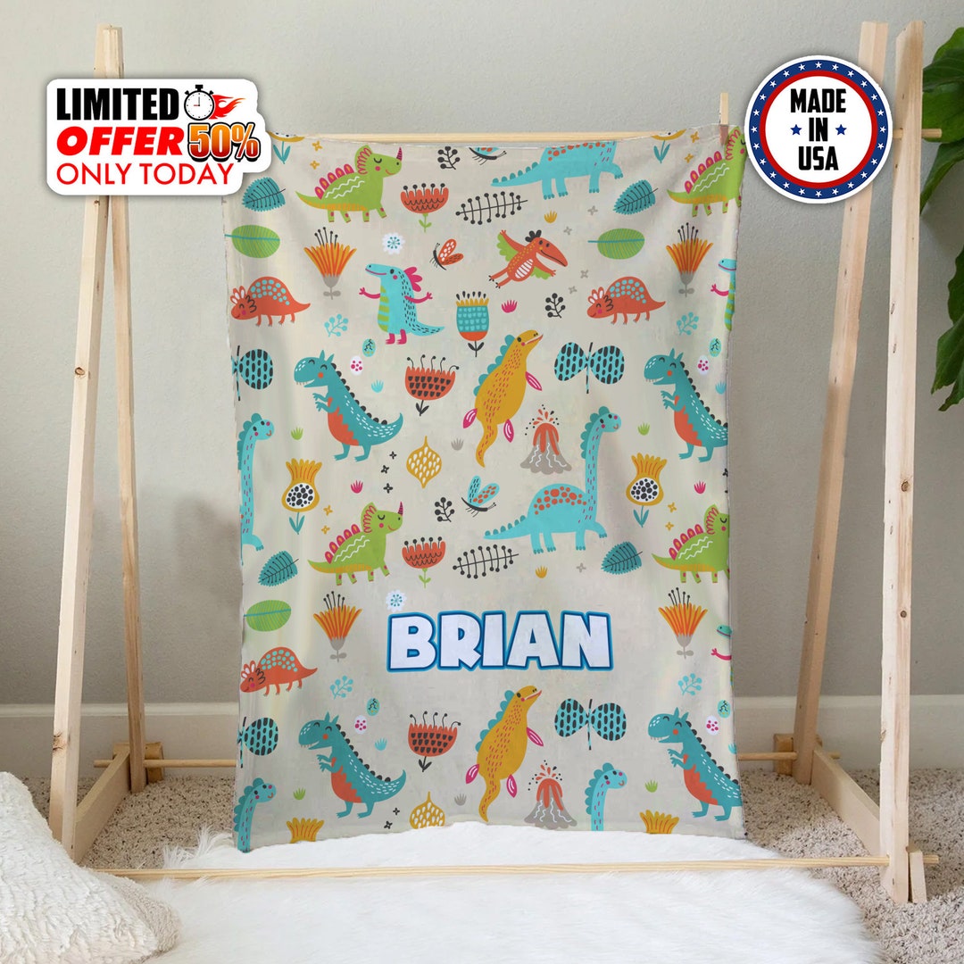 Personalized Dino Baby Blanket Roar Baby Dinosaur Blanket Etsy