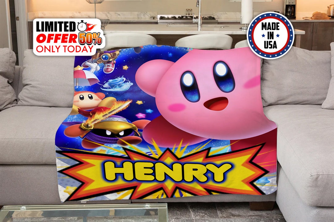 Personalized Kirby Blanket Kirby Cartoon Movie Blanket Kirby Etsy