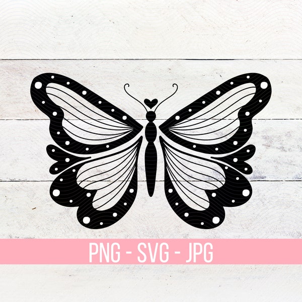 Butterfly Outline SVG PNG Cricut Cut File Elegant Butterfly Silhouette Sublimation Vinyl File Instant Download