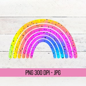 Rainbow PNG Colorful Sublimation Design Rainbow Clipart Digital Sticker Bright Tie-Dye Graphic Instant Download