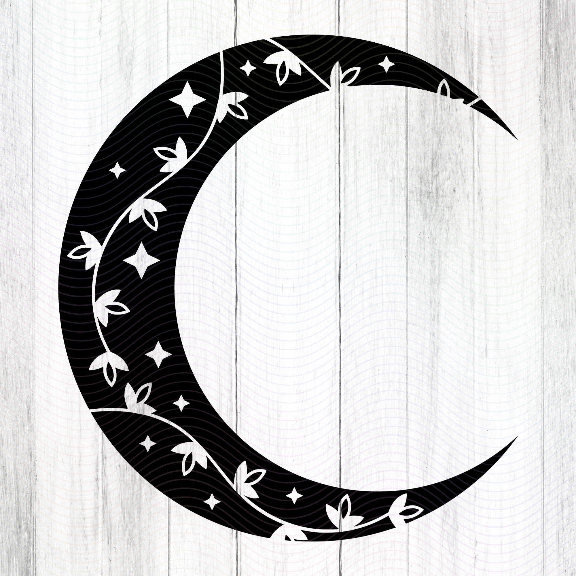 Crescent Moon SVG, Cricut Cut File, Celestial Floral Moon Clipart PNG ...
