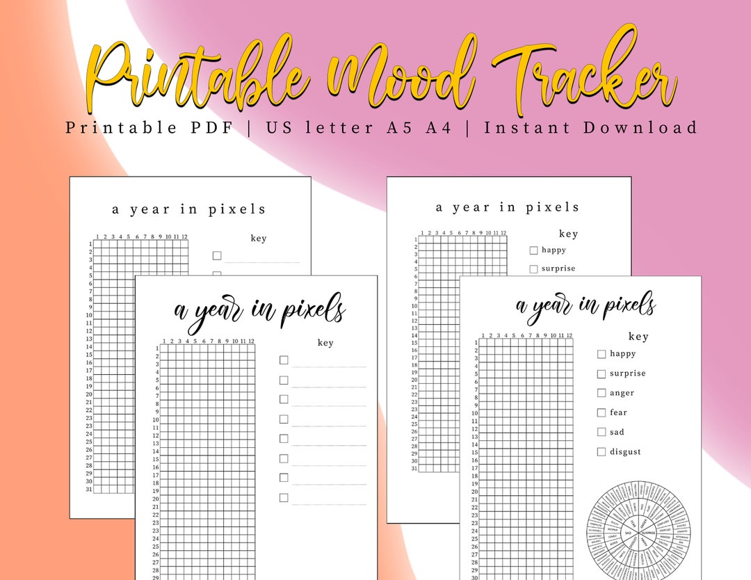 A Year in Pixels - Mood Tracker With Mood Wheel, Passion Planner ...