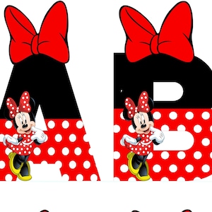 A.B.C.D Minnie Mouse fiesta de cumpleaños Letras temáticas, Letras Minnie Mouse tema