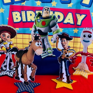 Toy Story wood centerpieces Theme,Toy Story party decorations Woody, Jessie, Forky  Buzz Lightyear characters