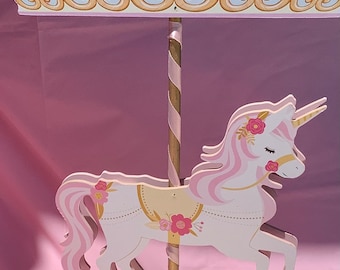 Carousel party theme   centerpieces, Unicorn Birthday party decorations, Circus birthday party centerpieces