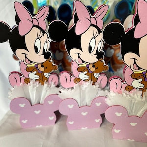 Baby Mickey Mouse, Baby Minnie baby shower party them baby shower centerpieces