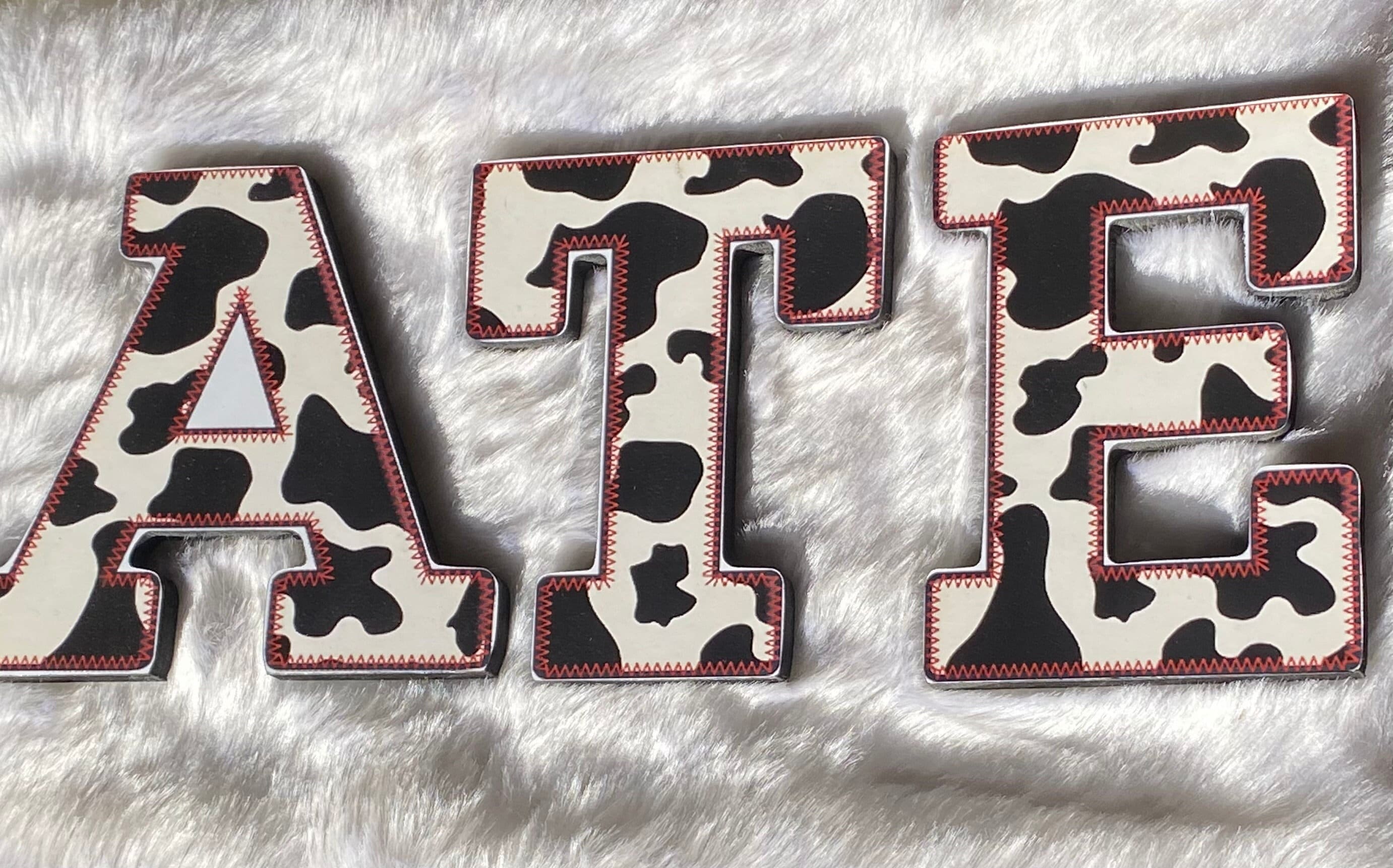 Cow Print Wood Letters: Farm Party Decor (7x5x1) - Etsy