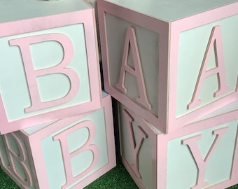 Personalized Wood Baby Blocks: 10&quot; Alphabet Letters, Baby Shower Decor