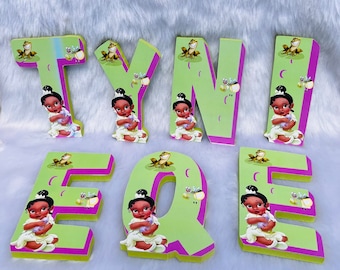 ベビーティアナ木製文字：パーティーデコレーション、センターピース（7x4x1）