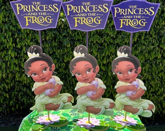 Gifs pour baby shower Centres de table en bois Big Baby Tiana Fête de bébé sur le thème de Tiana Fête des princes et la grenouille