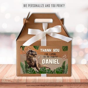 Dinosaur Jurassic Gable Box Favor Label | Printable for Birthday Party | Thank You Tags | Personalized | Party Decor Digital Download D167