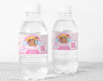 Etiquetas personalizadas para botellas de agua de carpincho: Decoración para fiesta de cumpleaños de carpincho (Descarga digital) D178