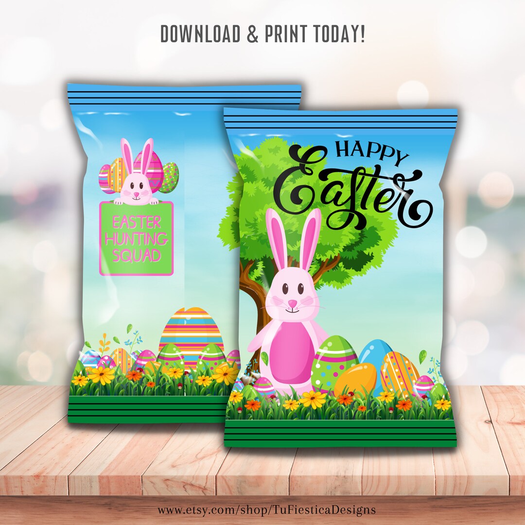 Easter Bunny Chip Bag Favors Treat Bag Easter Party Decor Etsy