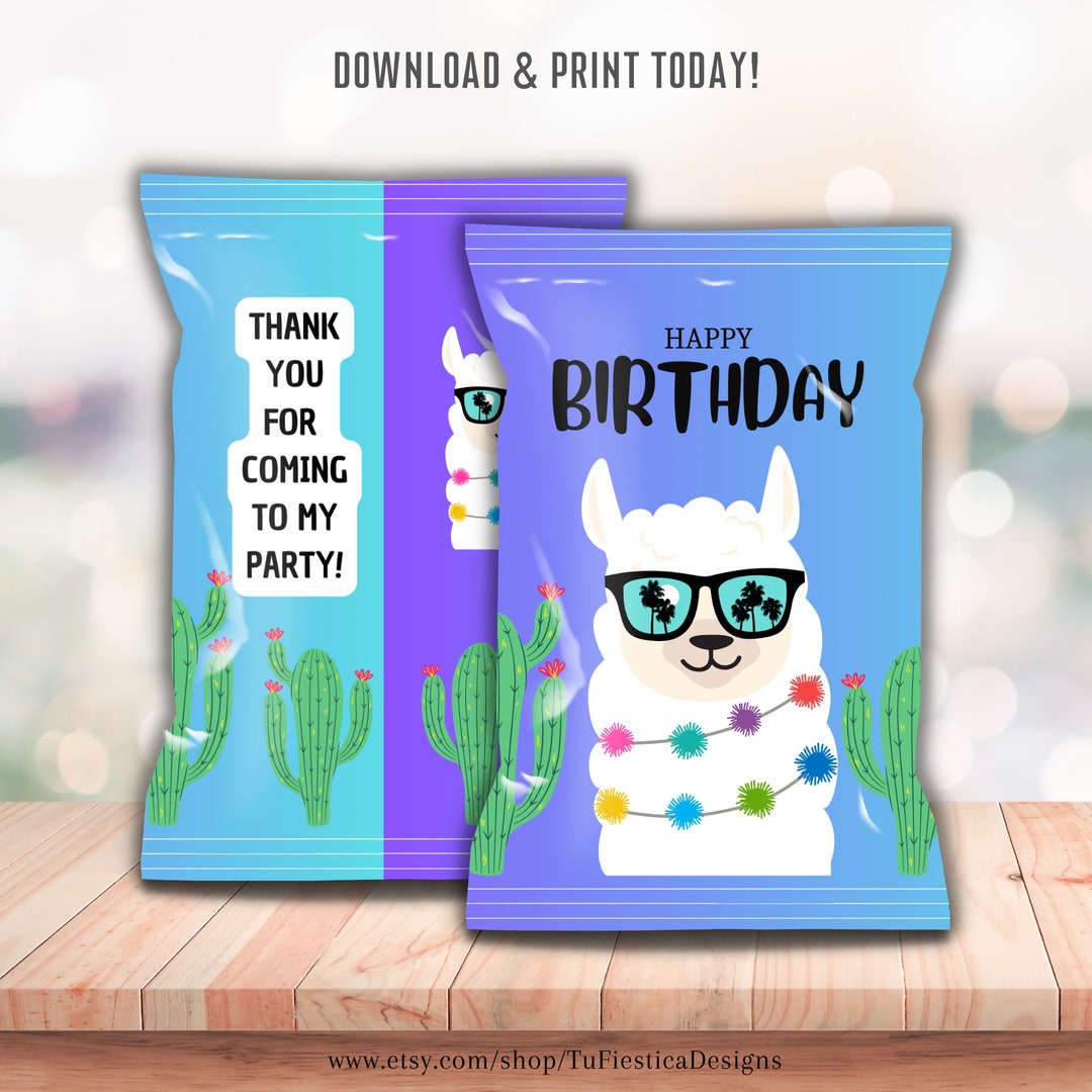 Llama Chip Bag Favors Snack Treat Bag Wrapper Party Decoration Etsy