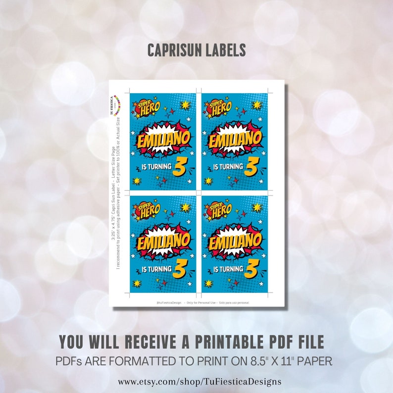 Superhero Comic Party Printables / Pop up Bundle Kit / Chip Bag Capri ...