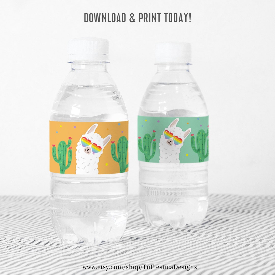 Llama Water Bottle Labels Wrapper Party Decoration Fiesta Etsy