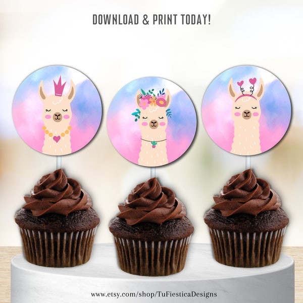 Llama Cupcake Toppers - Etsy