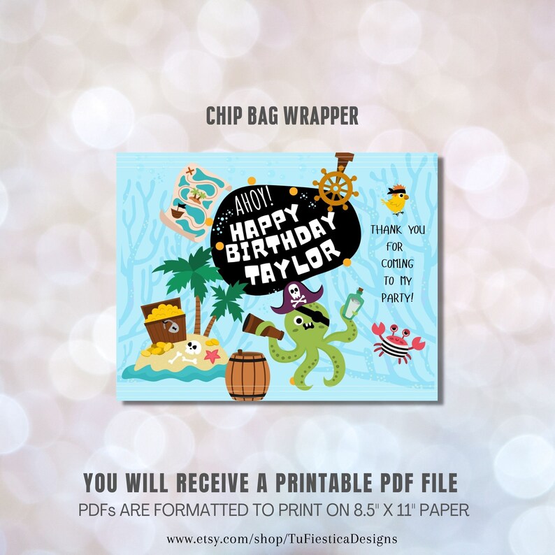 Treasure Wrapper Pirates Party Printables / Treasure Birthday Party Octopus Bundle Kit ...