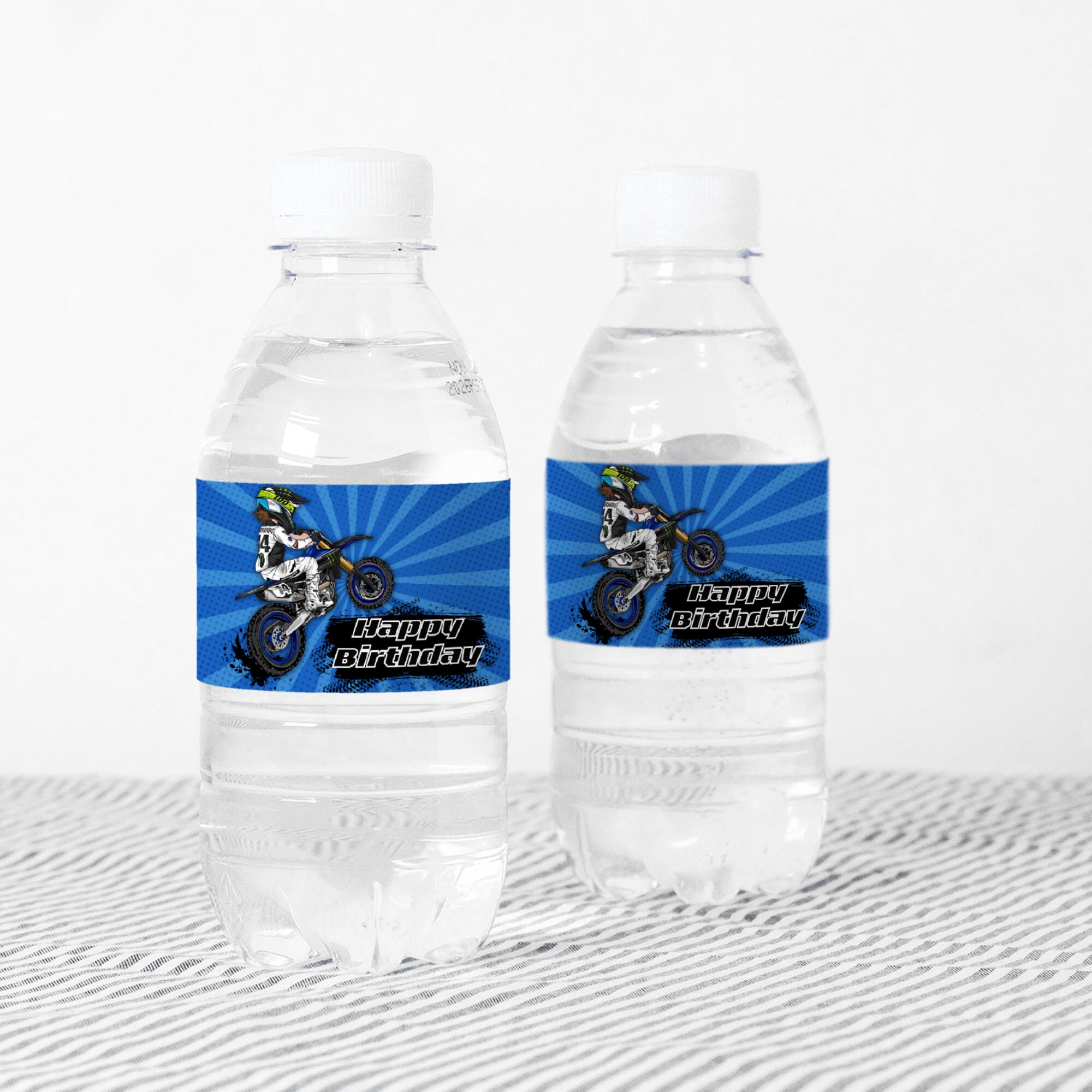 Etiquetas para botellas de agua de motocross, fiesta de cumpleaños para niños, decoración para fiestas de motocross, descarga digital instantánea imprimible WR46 D107