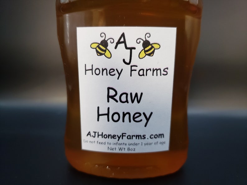 Raw Honey 8 Ounce Hourglass AJ Honey Farms LLC Kansas Etsy