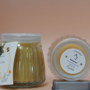Naturally Scented Beeswax Candle | 4oz Clear Glass Jar | Hemp Wick | AJ Honey Farms LLC | Kansas-Made | Pure, All-Natural Honey Aroma