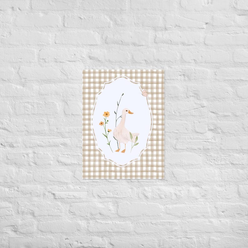 Farmhouse Vintage Cute Floral Goose Art Print Poster - PHYSICAL PRODUCT ...