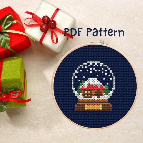 Mini Snow Globe Cross Stitch Pattern | Instant Digital Download PDF | Christmas Cross Stitch