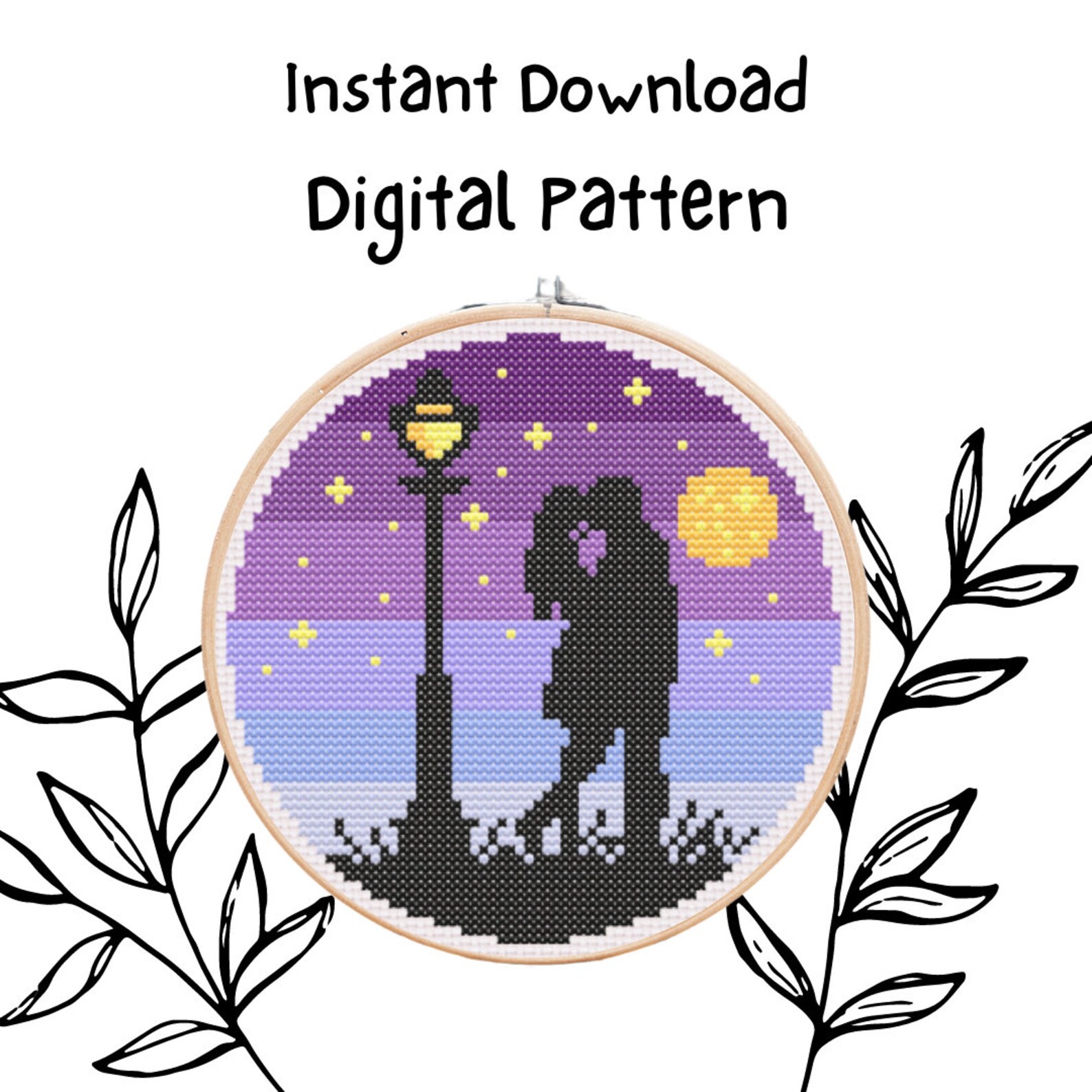 Couple at Dusk Cross Stitch Pattern | Instant Download PDF - Etsy