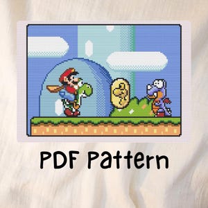 Mario and Yoshi Cross Stitch Pattern: Video Game Design (Instant PDF Pattern)